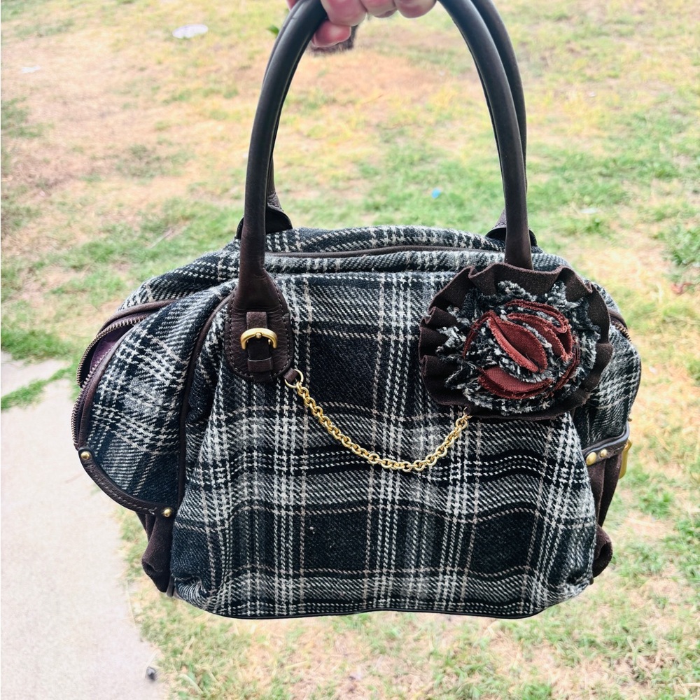 Juicy Couture Black and White Plaid Satchel
